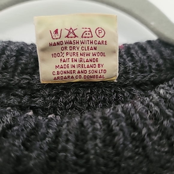 Bonner of Ireland Gray Pure Wool Sweater Size Large Handloomed Vintage - Picture 4 of 5